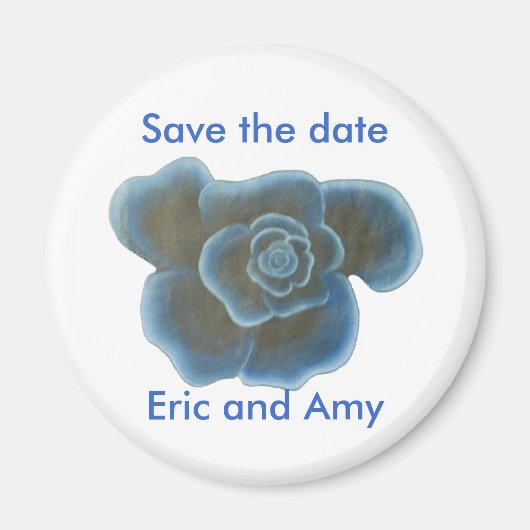 Speichern Sie die Datumsmagnete, Blaue Rose Magnet (Vorne)