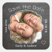 Speichern Sie nach der Chalkboard-Hochzeit das Dat Quadratischer Aufkleber (Vorderseite)