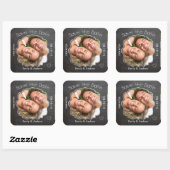 Speichern Sie nach der Chalkboard-Hochzeit das Dat Quadratischer Aufkleber (Blatt)