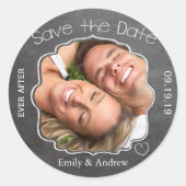 Speichern Sie nach der Chalkboard-Hochzeit das Dat Runder Aufkleber (Vorderseite)