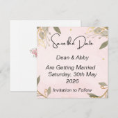 Speichern von Datumskarten mit rosa Hintergrund Save The Date (Vorne/Hinten)