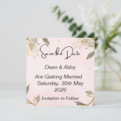 Speichern von Datumskarten mit rosa Hintergrund Save The Date (Stehend Vorderseite)