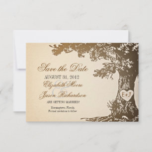 Speichert das Datum alte Baum Vintage Flachkarten Save The Date