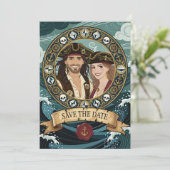 Speichert das Datum Coole Piratenhochzeit Save The Date (Stehend Vorderseite)