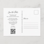 Speichert das Datum Elegantes Skript Foto QR-Code Postkarte (Rückseite)