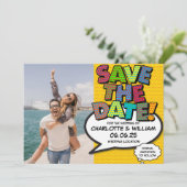 Speichert das Datum Foto-Spaß Retro-Comic-Book-Pop Save The Date (Stehend Vorderseite)
