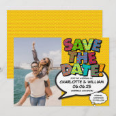 Speichert das Datum Foto-Spaß Retro-Comic-Book-Pop Save The Date (Vorne/Hinten)