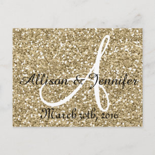 Speichert das Datum Gold Glitter Faux Folie Ankündigungspostkarte