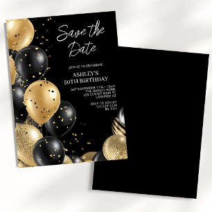 Speichert das Datum Gold Schwarz 50. Geburtstag Einladung