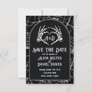 Speichert das Datum Halloween Skelett Herz Hände Save The Date