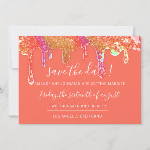 Speichert das Datum Holografische Tropfen Orange C Save The Date