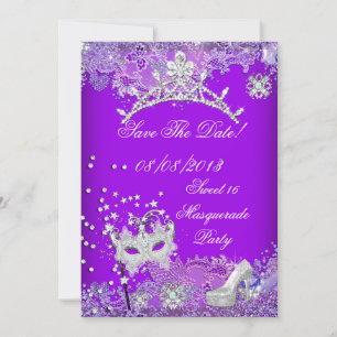 Speichert das Datum Lila Sweet Sixteen 16 Maskerad Save The Date