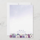 Speichert das Datum Periwinkle Fuchsia Blush Flora Einladung (Rückseite)