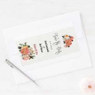 Speichert das Datum Personalisierte Mimosa Floral  Rechteckiger Aufkleber