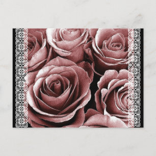 Speichert das Datum Postkarte VINTAGE PINK Rosen