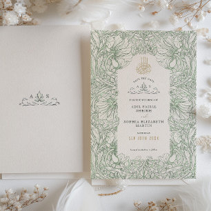 Speichert das Datum Salbei Grün Muslim Islamisch M Einladung