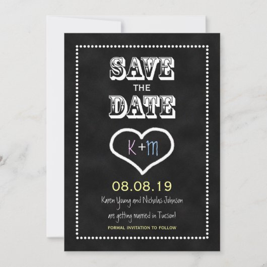 Speichert das Datum Schiefertafel- oder Schwarzes Save The Date (Vorderseite)