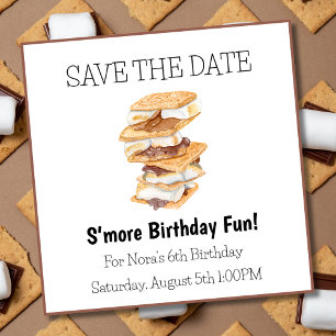 Speichert das Datum S'mores Spaß 6. Geburtstag Save The Date