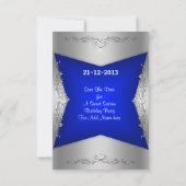 Speichert das Datum Sweet 16 Blau Silber Tiara Save The Date (Rückseite)