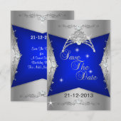 Speichert das Datum Sweet 16 Blau Silber Tiara Save The Date (Vorne/Hinten)