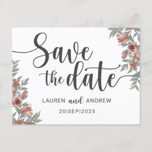 Speichert das Datum Terrakotta Blumen Hochzeit Postkarte