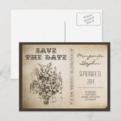 Speichert das Datum Vintage-Typografie Postkarten (Vorne/Hinten)