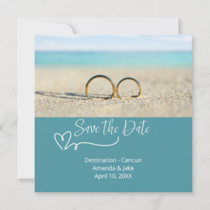 Speichert das Datum Ziel Strandhochzeit Einladung