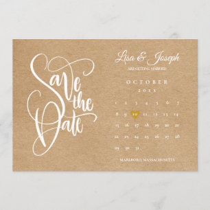 Speichert den Termin Kalender Gold Herz Rustikal K Einladung