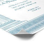 Speiseecke Tafel Zeichen in blau Poster (Ecke)