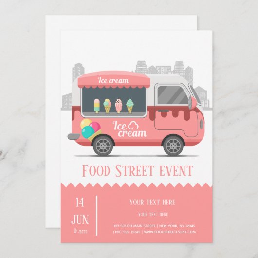 Speiseeis Einladung (Vorne/Hinten)