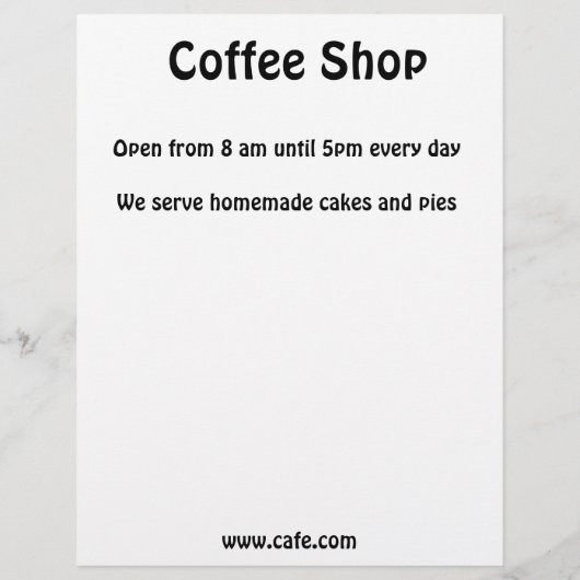 Speisekarte (Rückseite)