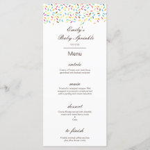 Speisekarte, Baby Sprinkle Party Menu, Eiscreme
