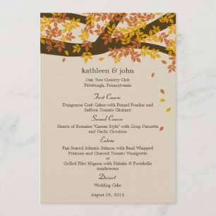 Speisekarte der Eichenbaum-Hochzeit im Herbst Menükarte