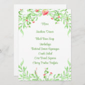 Speisekarte der eleganten botanisch rosa Rose Menükarte (Vorne/Hinten)