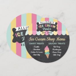 Speisekarte des Ice Cream Parlon Fun Kindergeburts Einladung