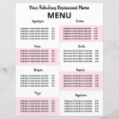 Speisekarte des Restaurants für Covid-19 Pink (Vorderseite)