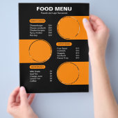 Speisekarte des Restaurants Orange und Black Bold Flyer (Hand)