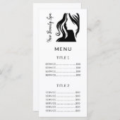 Speisekarte des Salons mit einfachen schwarz-weiße Programm (Vorne/Hinten)