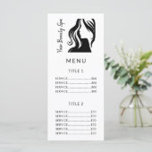 Speisekarte des Salons mit einfachen schwarz-weiße Programm (Stehend Vorderseite)