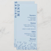 Speisekarte "Dusty Blue Floral Food and Drinks" Menükarte (Vorne/Hinten)