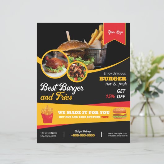 Speisekarte Flyer Vorlage (Stehend Vorderseite)