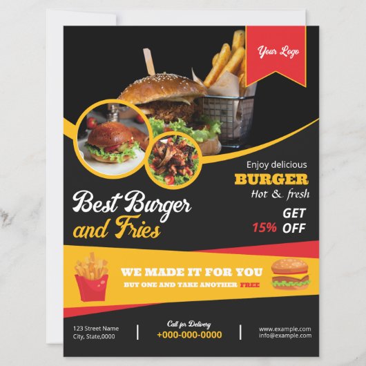 Speisekarte Flyer Vorlage (Vorderseite)