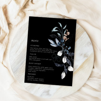 Speisekarte "Frosty Winter Floral Wedding" Einladung