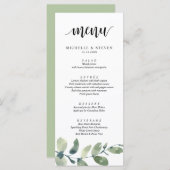 Speisekarte für das Abendessen "Greenery Eucalyptu Menükarte (Vorne/Hinten)