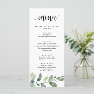 Speisekarte für das Abendessen "Greenery Eucalyptu Menükarte