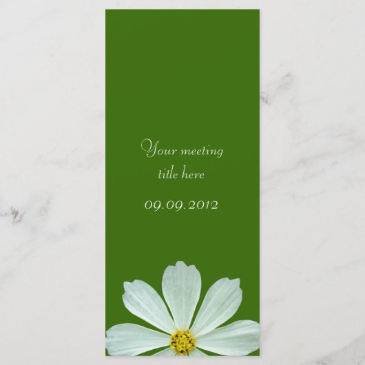 Speisekarte für das Abendessen. Weiße Blume Menükarte (Rückseite)