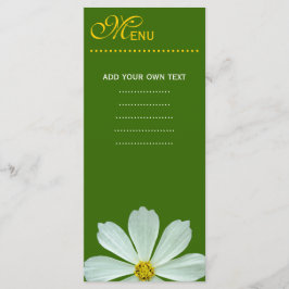 Speisekarte für das Abendessen. Weiße Blume Menükarte