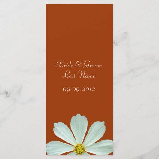 Speisekarte für das Abendessen. Weiße Blume Menükarte (Rückseite)