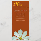 Speisekarte für das Abendessen. Weiße Blume Menükarte (Vorderseite)