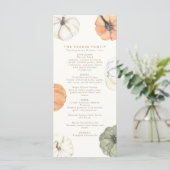 Speisekarte für das Pumpkin Erntedank Menükarte (Stehend Vorderseite)